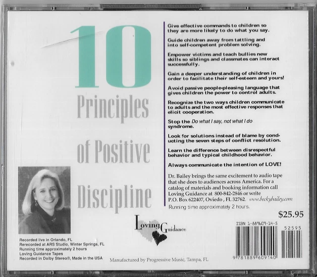 10 PRINCIPLES OF Positive Discipline~Guidance~Dr. Becky Bailey~2 CDs ...