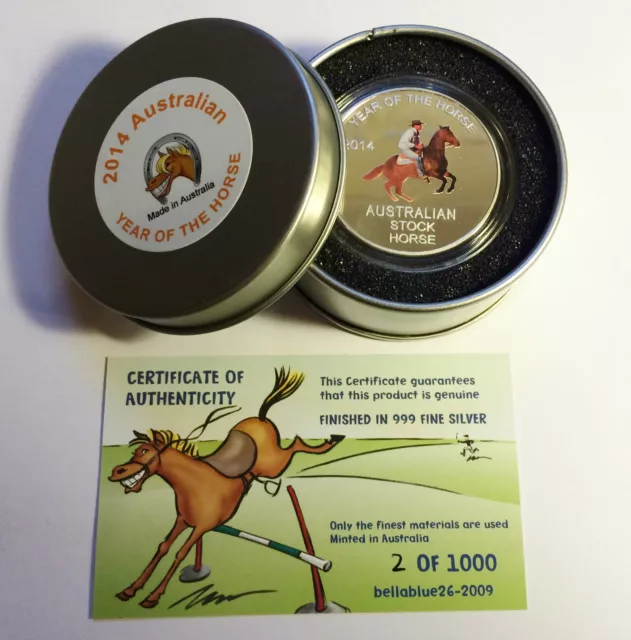 2014 Year Of The Horse "Aust Stock Horse" 1 Oz Coin and Tin C.O.A. LTD 1,000.