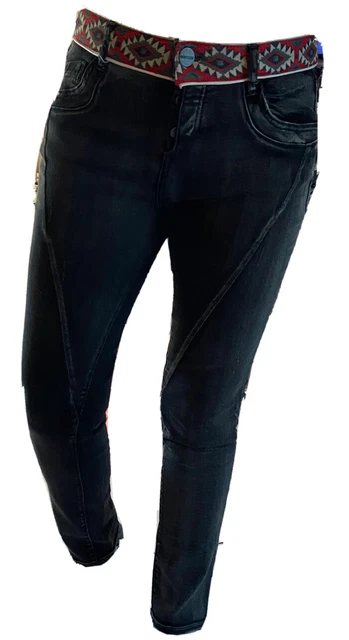 Jean Noir Délavé Femme – Taille Haute, Coupe MOM Skinny – Taille 34 – Kiabi – Occasion TBE