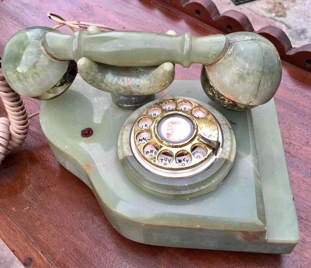 RARE Vintage Rotary Dial Telephone Onyx Marble (Pakistan)