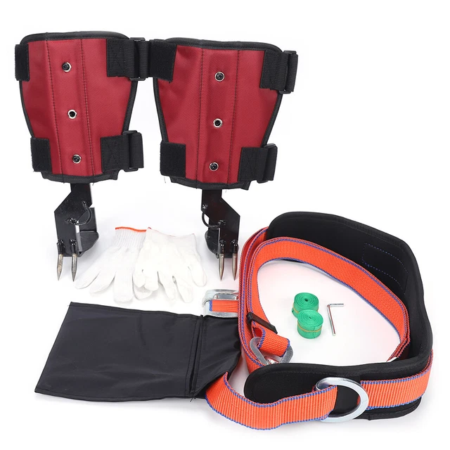 Double-Claw Tree Climbing Spike Safety Adjustable Lanyard Rope Rescue Belt Set