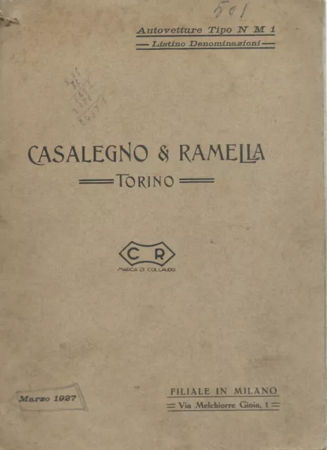 Casalegno & Ramella - Catalogo parti di ricambio non originali 501 FIAT 1927