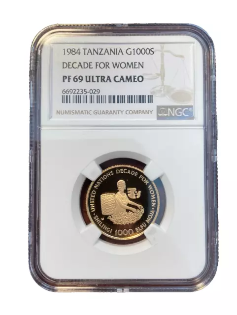 Tanzania 1984 Gold 1000 Shilingi NGC PF69UC Decade For Women RARE Mintage - 500