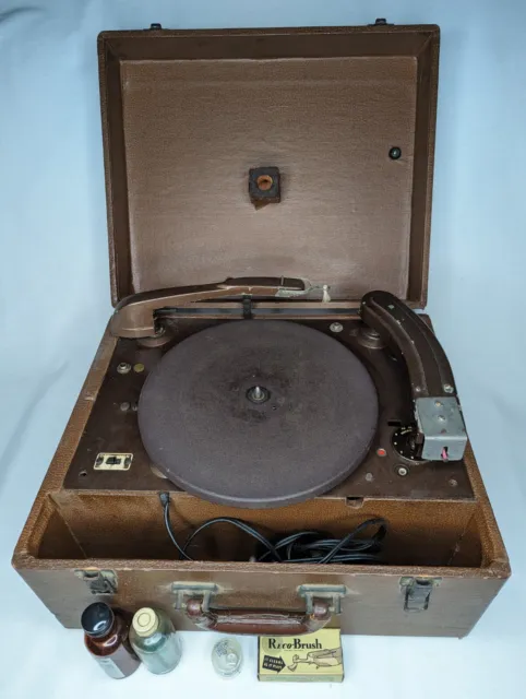 Reproductor de discos fonógrafo vintage - sin probar, para piezas, ver video