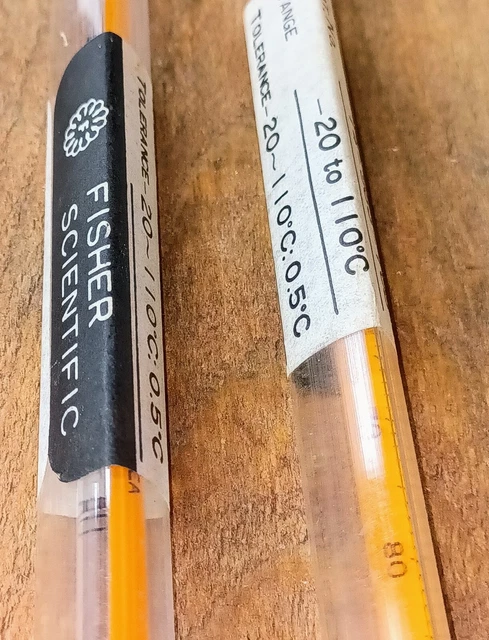 FISHER SCIENTIFIC 12" Laboratory Immersion Thermometers 14-983-1OB NBS Monograph