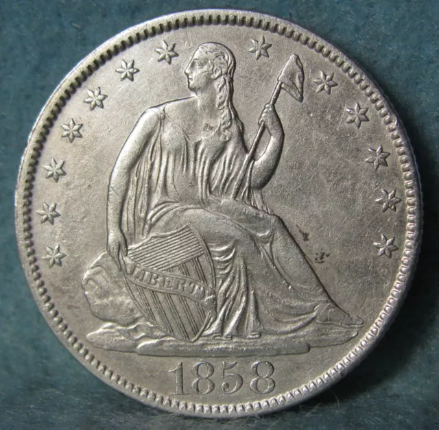 1858-O Seated Liberty Silver Half Dollar High Grade Old US Coin
