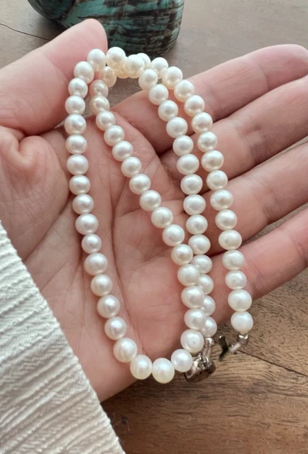 Collier Vintage Perles Tube Fleurs En Porcelaine - Modèle 5317, Très Bon état, Bijou Ancien