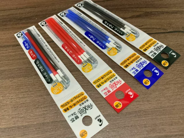 3x FRIXION Slim Pen REFILLS 0.38mm Pilot Erasable Ink Clicker Red Blue Black New