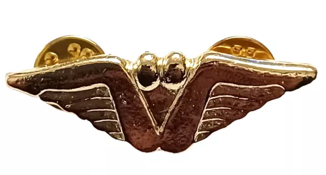 Vtg Gold Tone Biker Pin Risque Spread Eagle Wings Motorcycle Vest Jacket Harley