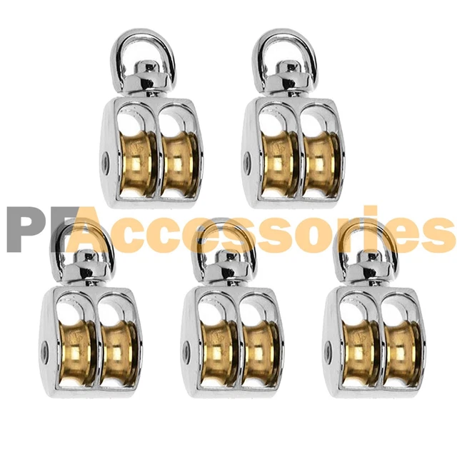 5 Pcs 0.8" inch Nickel Plated Metal Swivel Double Eye Pulley 3/4" inch 25 lbs