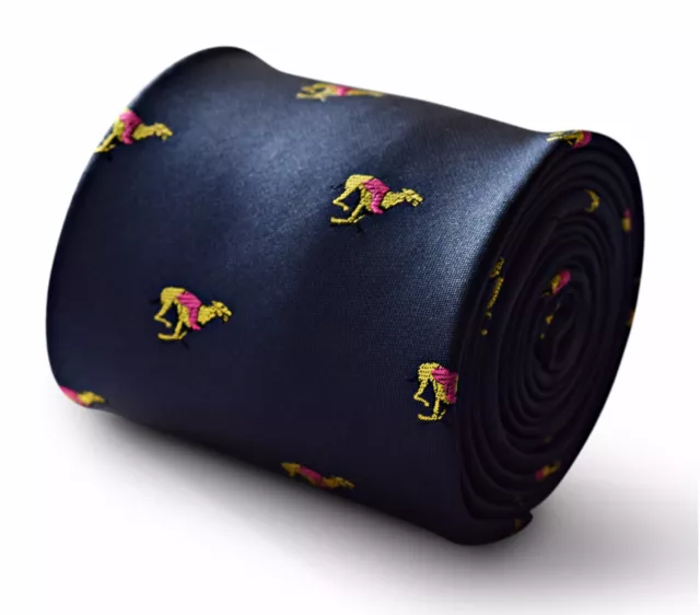 Navy Blue Mens Tie with Racing Greyhound Print by Frederick Thomas FT3340