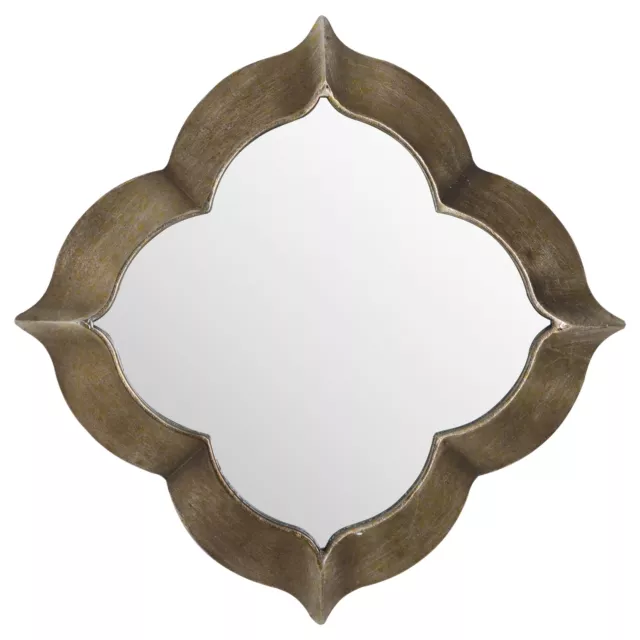 Moroccan Style Bronze Gold Metal Wall Mirror Glass Art