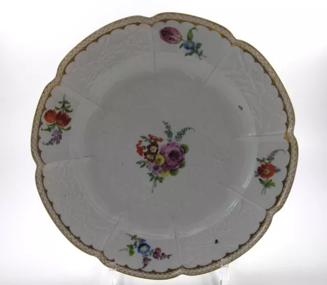 Meissen Teller Blumen Blumenfries Relief um 1780 Marcolini 1. Wahl