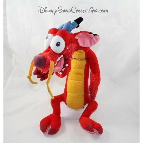 PELUCHE DRAGON MUSHU DISNEYLAND PARIS Mulan rouge Disney 40 cm