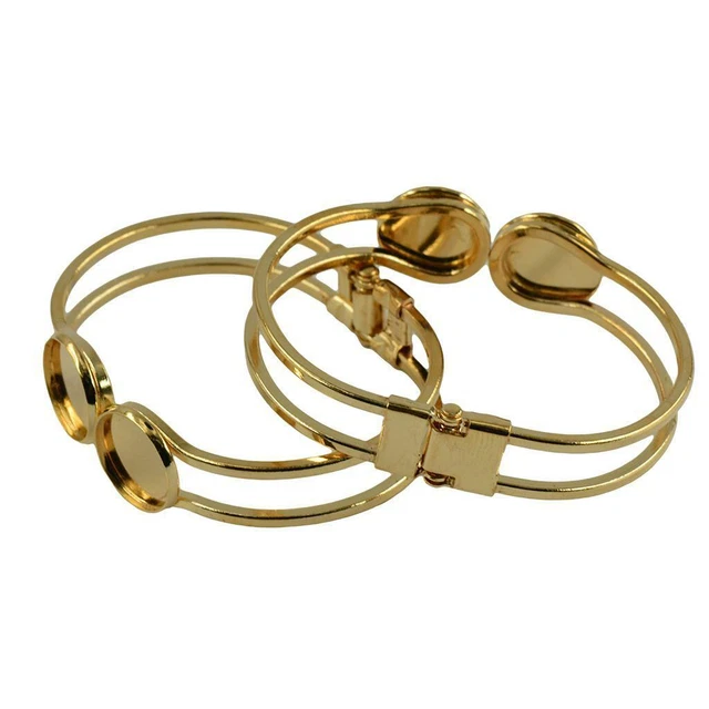 2 Stck. Manschette Armband Leere Runde Einfassung Tablett Cabochon Einstellungen 16/20/25 mm Zum Selbermachen Handwerk