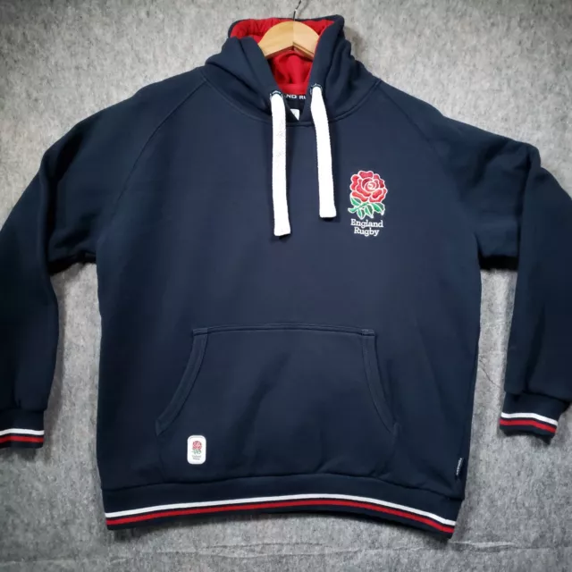 Felpa con cappuccio rugby Inghilterra da uomo grande logo rosa blu ortografica pullover in pile Union