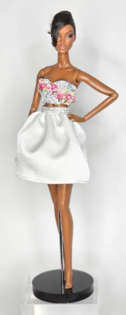 Handmade White Designer Party Dress For Silkstone Barbie Fashion Royalty/IT MIZI