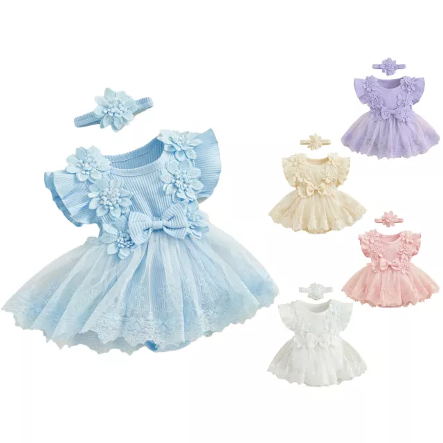 Baby Girls Romper Newborn Dress Wedding Birthday Jumpsuit Adorable Gowns Party