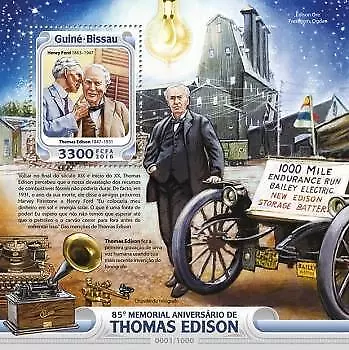 2016 Guinea-Bissau. Thomas Edison. Y&T Code: 1187. Michel Code: 8483 / Bl.1467