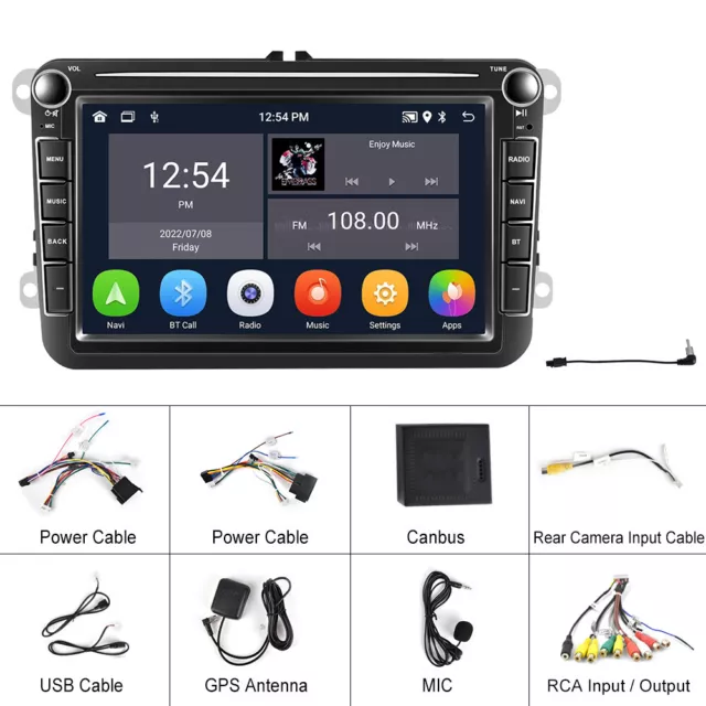 8" Android 11 Autoradio GPS Navi WiFi Für VW Golf 5 6 Passat Touran Polo Tiguan 2