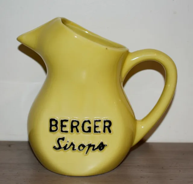 Berger Syrups earthenware advertising pitcher