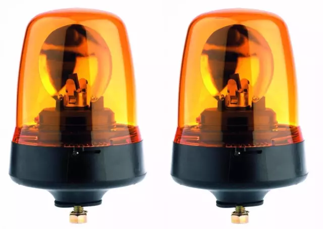 Pair of Britax 391 single bolt amber flashing beacons roof warning lights 12/24V