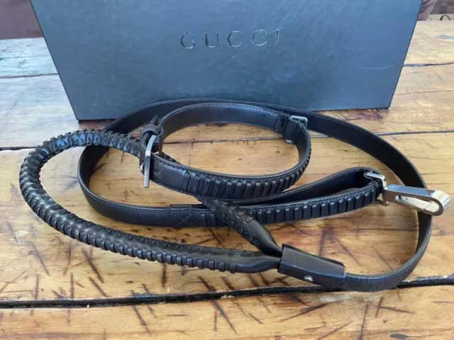 GUCCI Dog Collar & Leash Sherry line Leather F/S From JAPAN