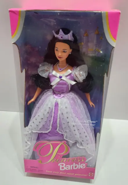 Mattel Barbie Doll 1997 Asian Princess Black Hair Crown Purple #18407 NRFB New
