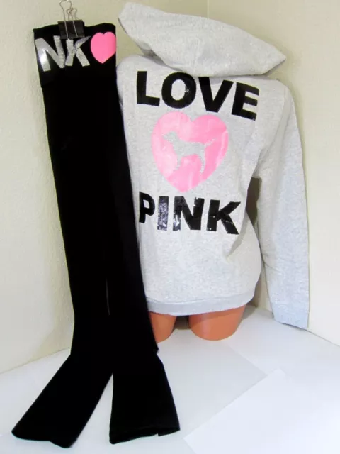 Victoria's Secret PINK Cotton Full Length Foldover Leggings & L/S Campus  Tee SET