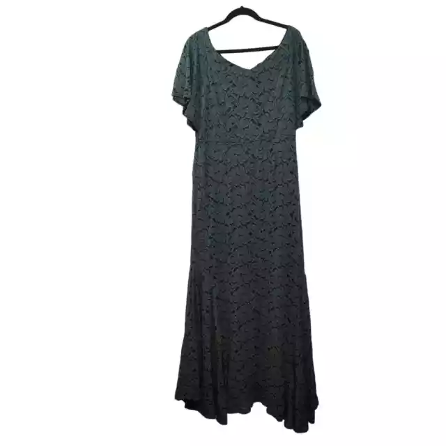 Miusol Blue & Green Lace Overlay Short Flutter Sleeve Maxi Dress Women's XL