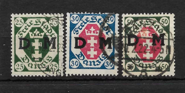 FS Danzig 1921/22 Lot Dienstmarken mit Wasserzeichen 2X gestempelt!