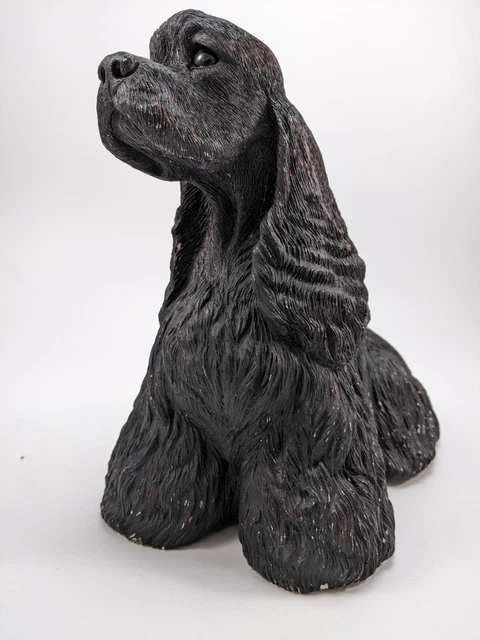 Sandicast Black Cocker Spaniel Sculpture Dog #206 Sandra Brue 8 1/2" c1989 USA