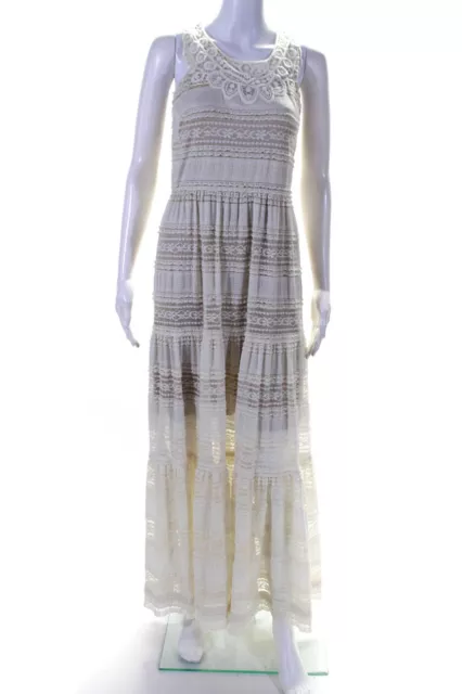 Eliza J Womens Crochet Sleeveless A Line Maxi Dress White Size 6