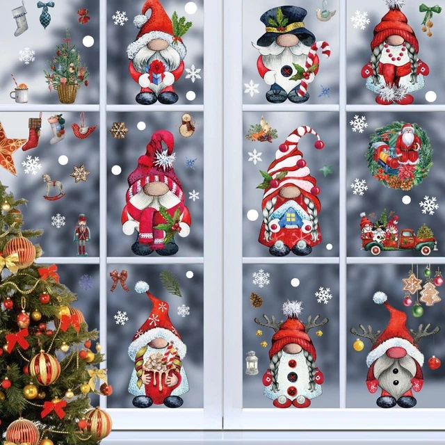 Weihnachts-Gnome-Aufkleber Kiefern nadel Fenster statische Aufkleber