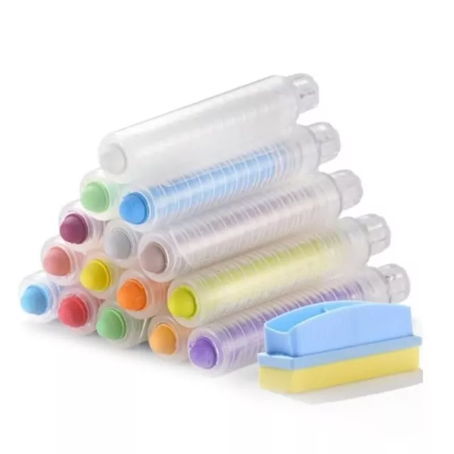 Colored Sidewalk Chalk with Chalk Holder Whiteboard Eraser for Chalkboards