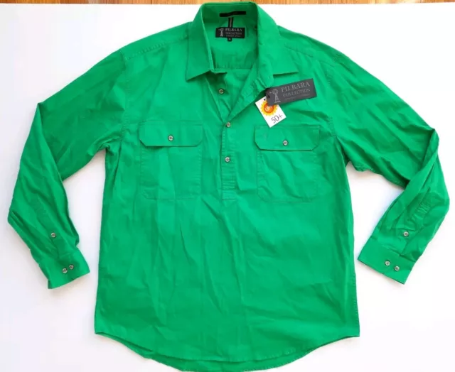 Ritemate Pilbara Long Sleeve Closed Front Shirt XL Emerald Green RM200CF