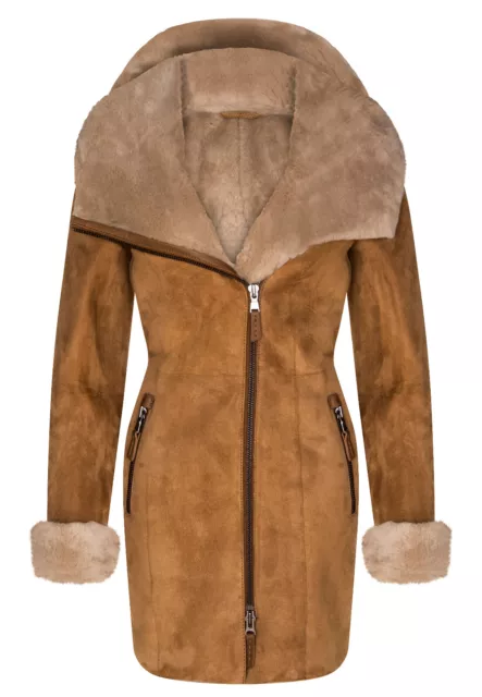 Ladies Tan Hooded Suede Shearling Sheepskin Coat Spanish Merino Brown Coat Ladies Tan Hooded Suede Shearling Sheepskin Coat Spanish Merino Brown Coat