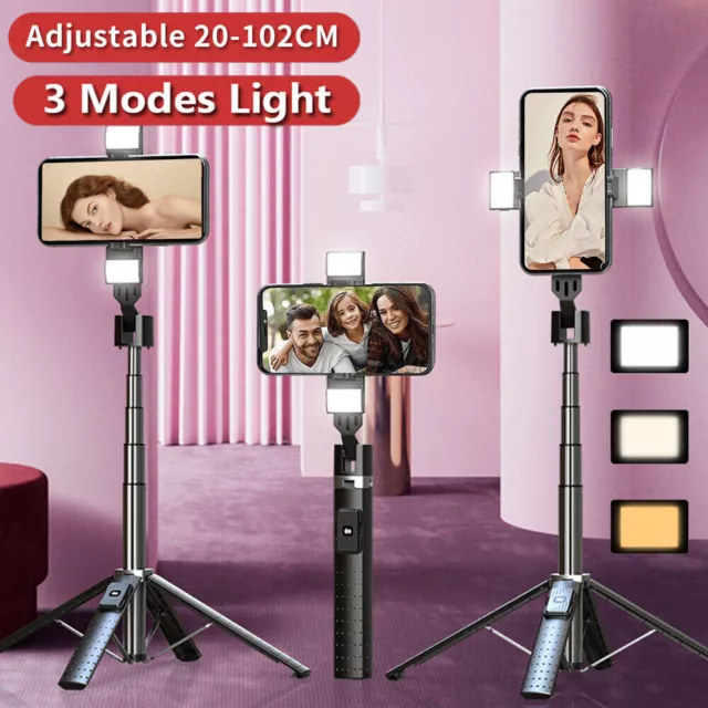 Selfie Stick with Light Bluetooth Remote Phone Holder Tripod Stand Universal UK