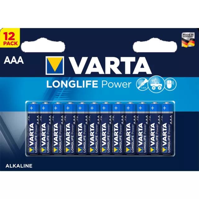 12 x Varta Longlife Power Alkaline 4903 AAA Micro LR03 1,5V Batterie - 1 VPE