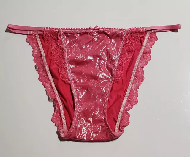 Victorias Secret Dream Angels String Bikini LACE Shiny 6/M PINK Gumdrop Hot