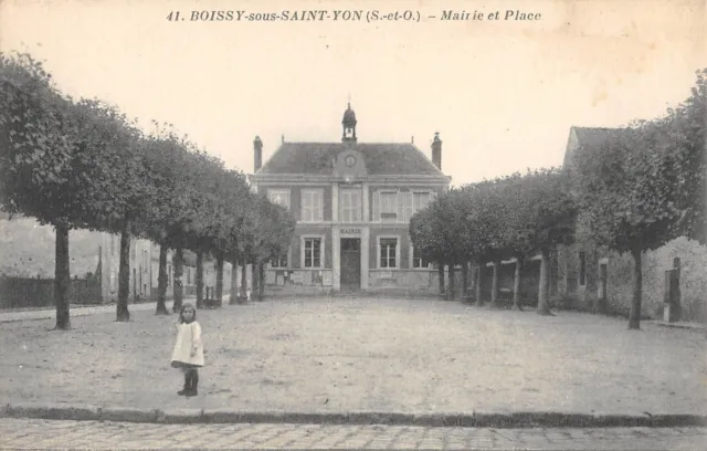 Cpa 91 Boissy Sous Saint Yon Town Hall Place