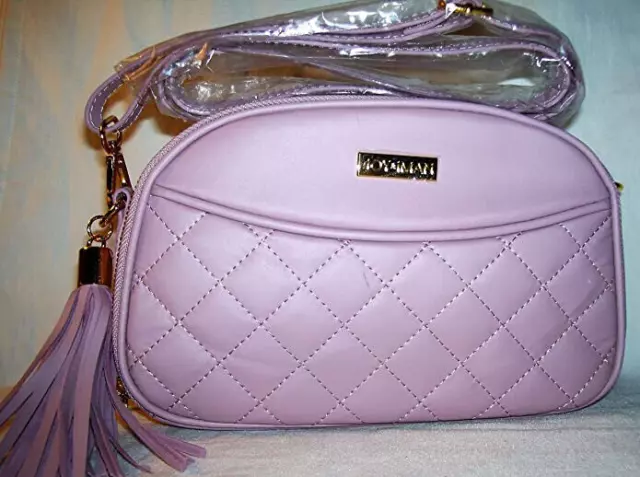 JOY & IMAN Diamond Quilted Genuine Leather Crossbody with RFID, Pink