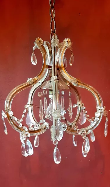 Kronleuchter Korb Lampe Alt Antik Murano Glas Kristall Maria Theresa Chandelier