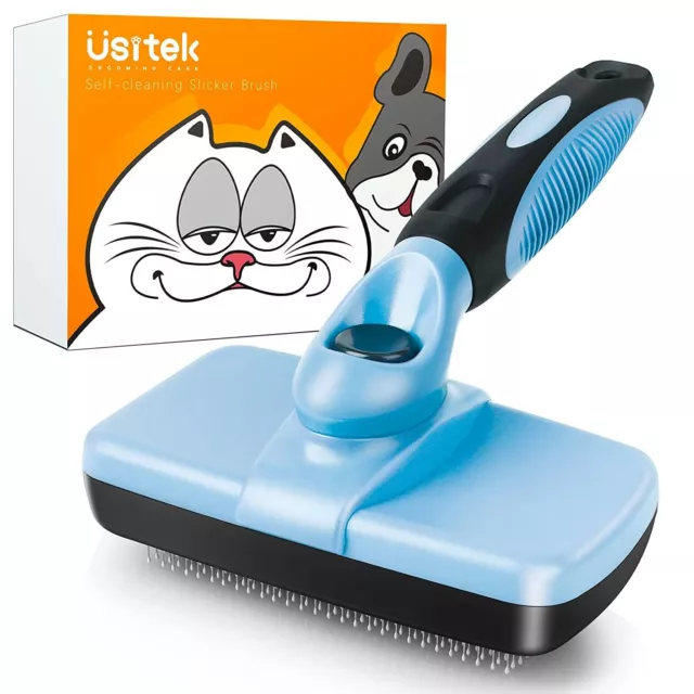 Pet Brush For Dog / Cat Self Cleaning Slicker Brush Shedding Grooming RubberTips