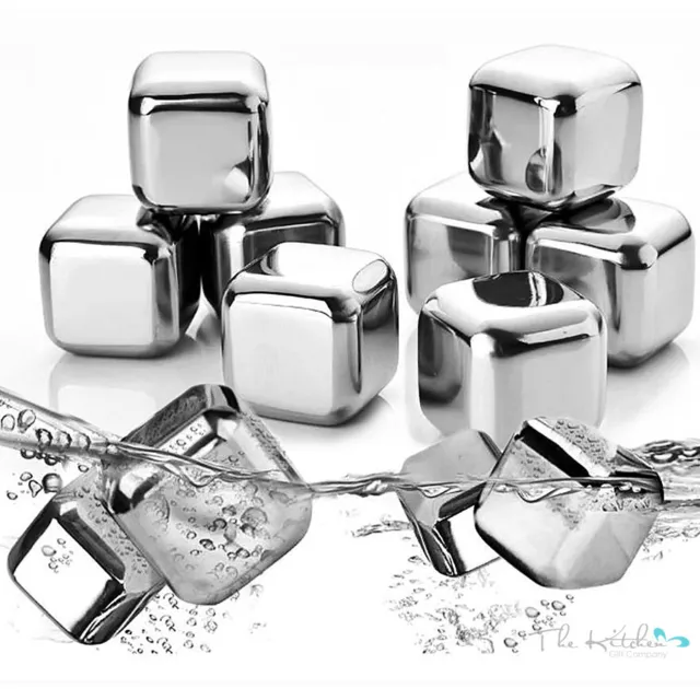 10 Stainless Steel Whisky Stones Reusable Ice Cubes Drink Chillers Cooling Rocks