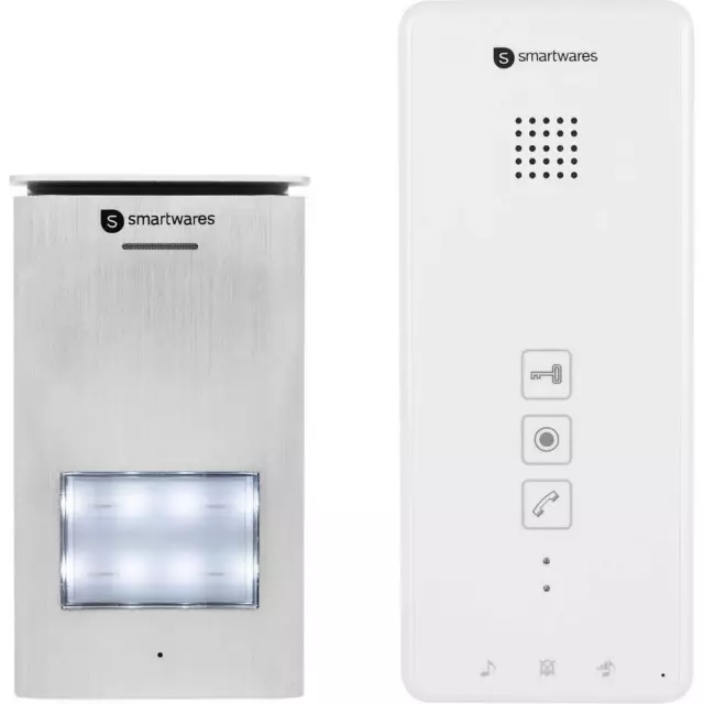 Smartwares DIC-21112 Türsprechanlage 2-Draht Komplett-Set 1 Familienhaus Silber,