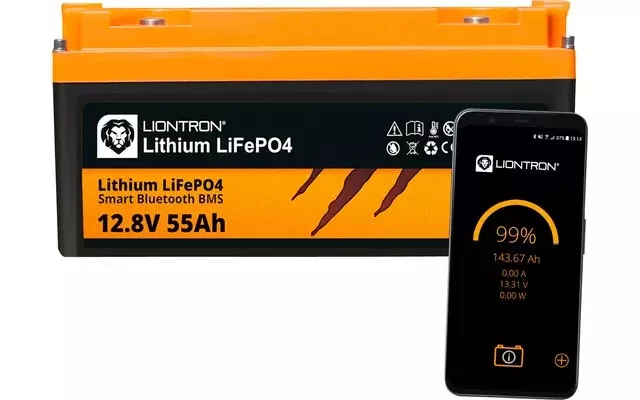 Liontron LiFePO4 Smart Bluetooth BMS Lithium-Batterie 12,8 V / 55 Ah -B -Ware