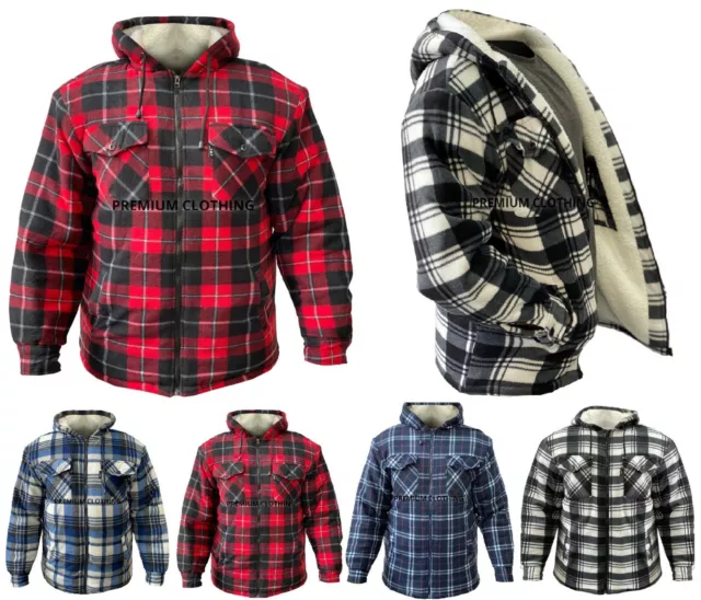 Mens Womens Hooded Fur Sherpa Fleece LUMBER Jacket Thermal EXTRA Thick Warm JBC6
