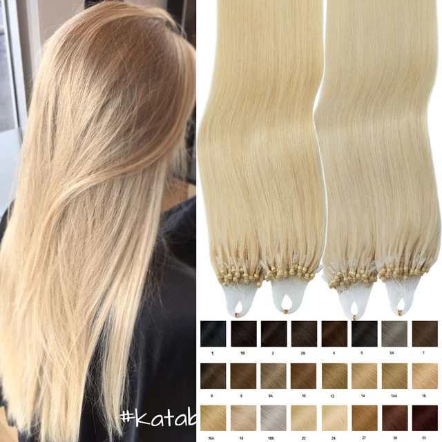 Extensiones de cabello Micro Anillo Eslabón 100% Remy Cabello Humano Micro Cuentas Punta Cabello Rubio