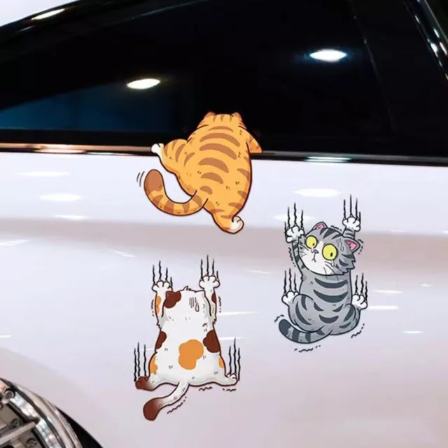 Cat Car Sticker Funny Climbing Cats Decal Removable Cartoon Car Body Decals PVC